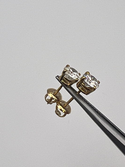 1.27 ctw Natural Diamond Stud Earrings in 14k Yellow Gold