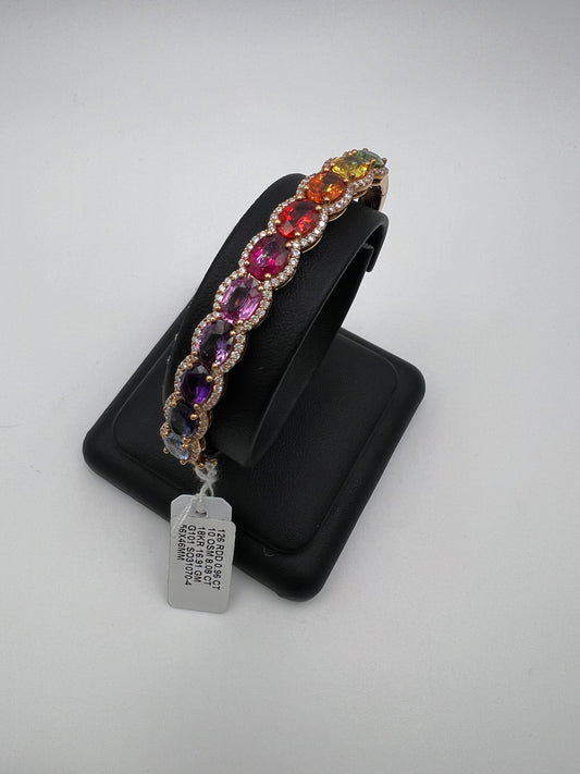 Rainbow gemstone bracelet in 18k rose gold