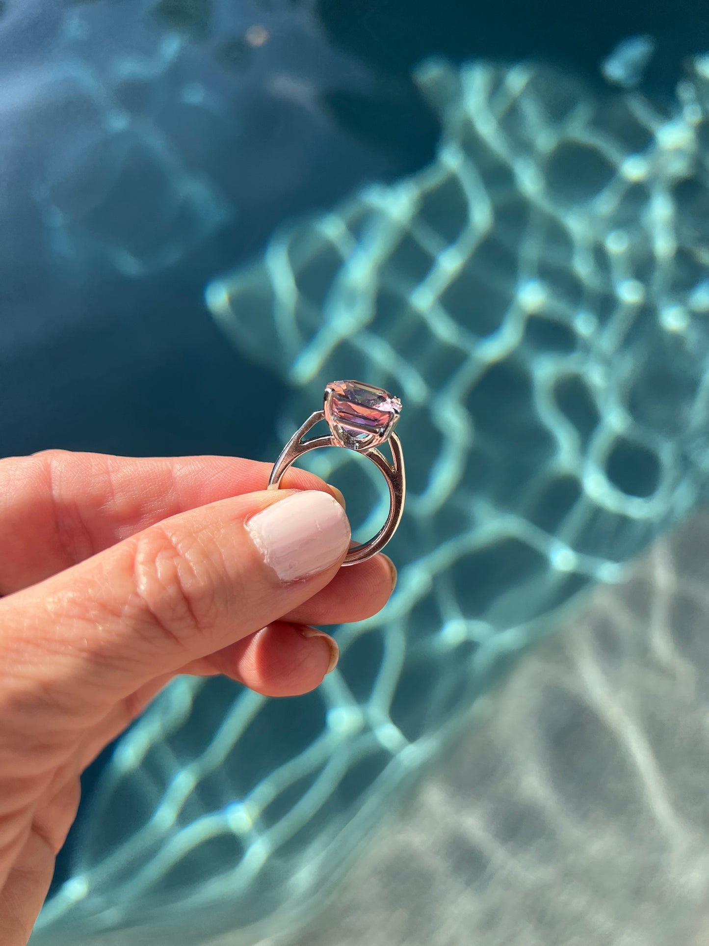 Baby pink tourmaline ring