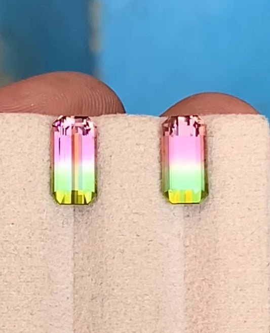 Natural Watermelon Tourmaline Pair