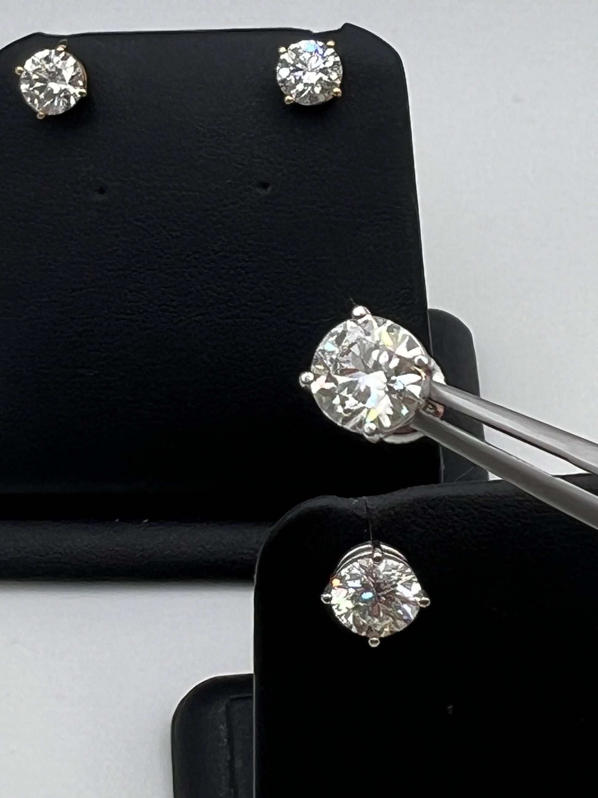 2.0 ctw Diamond Stud Earrings In 14k White Gold with screw backs from Fanny and Fergie: Your diamond hookup!