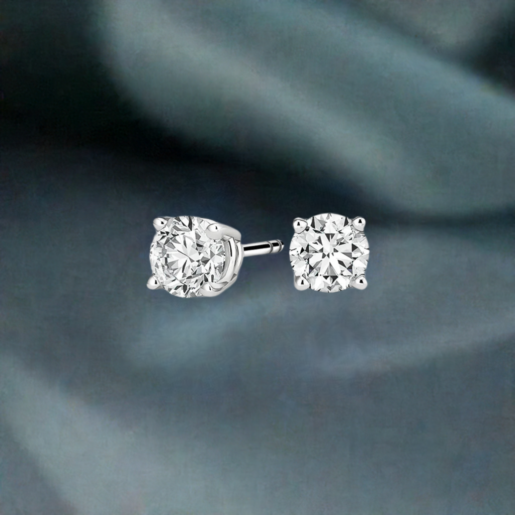 1.0 Lab Diamond Studs In 14k White Gold