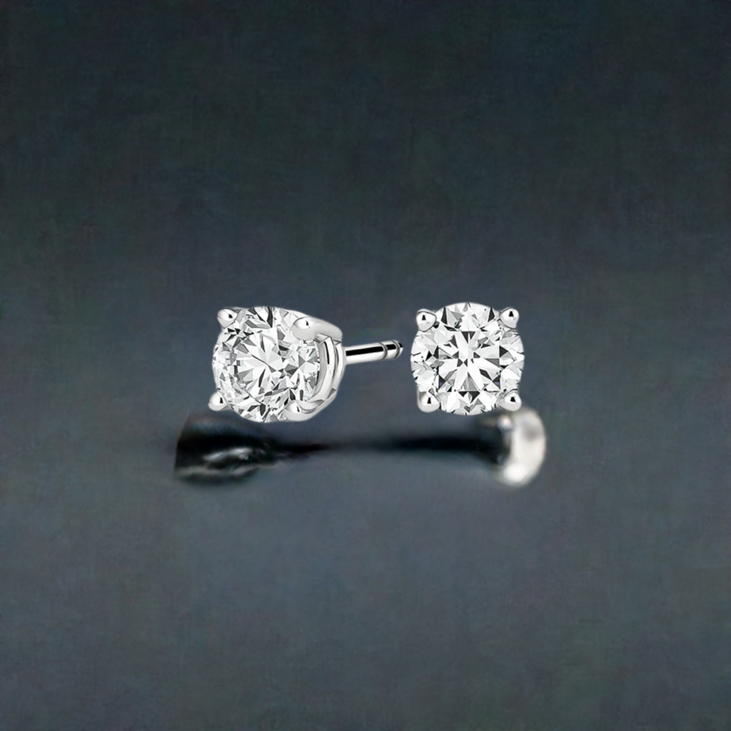 1.0 Lab Diamond Studs In 14k White Gold