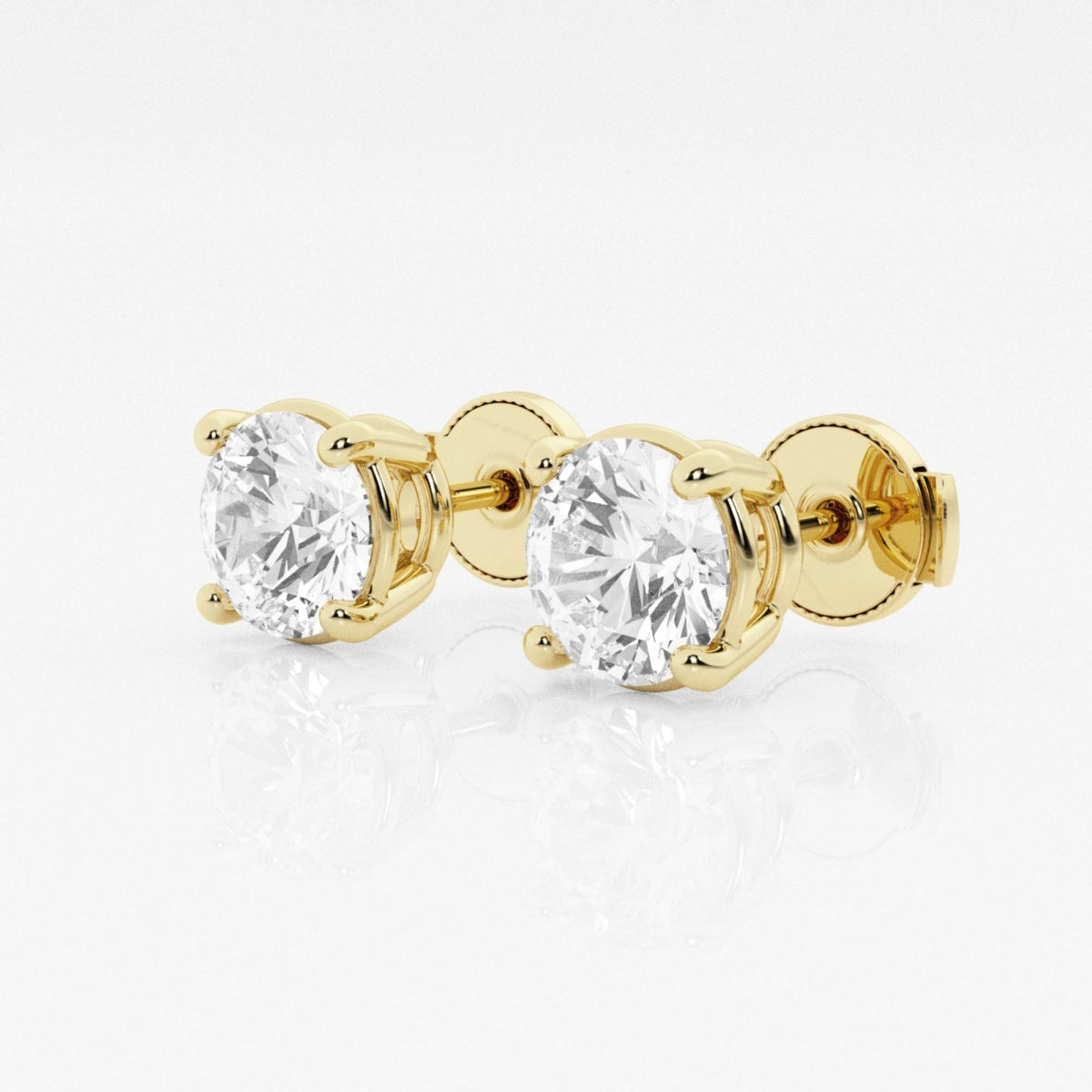 1.0 ctw Diamond Earrings In 14k Yellow Gold with Screw Backs!